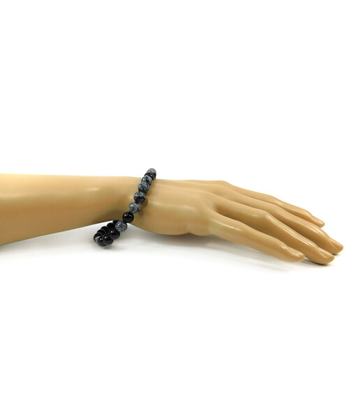 Exclusive bracelet "Nita" Agate, Obsidian, Hematite cube