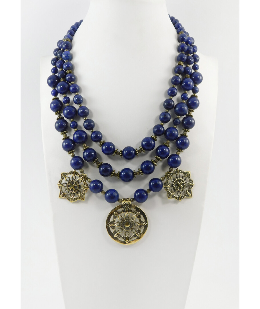 Exclusive necklace "Lazuli Charm2" Lapis lazuli, 3 rows