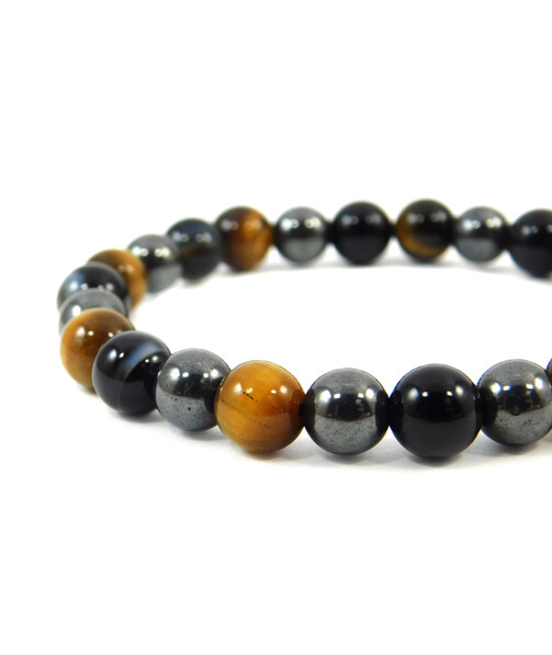 Exclusive bracelet "Nita" Agate, Hematite Tiger's eye