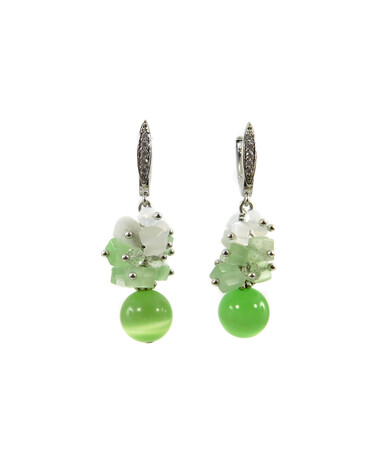 Exclusive earrings "Lime freshness" Cat's eye