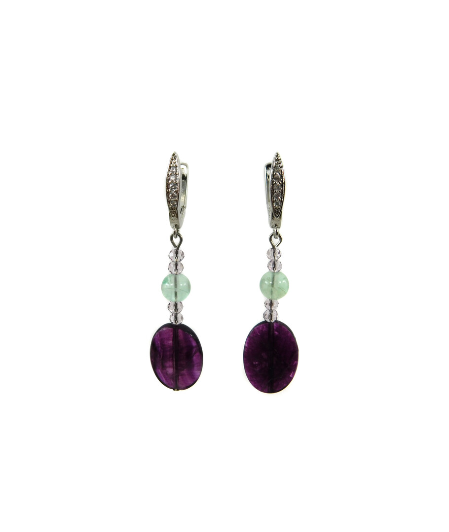 Exclusive earrings "Doria" Fluorite, oval cut