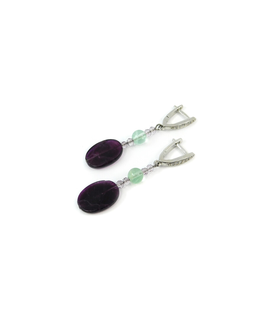 Exclusive earrings "Doria" Fluorite, oval cut