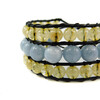 Exclusive bracelet &quot;Ukrainian&quot; Aquamarine, Citrine, double leather