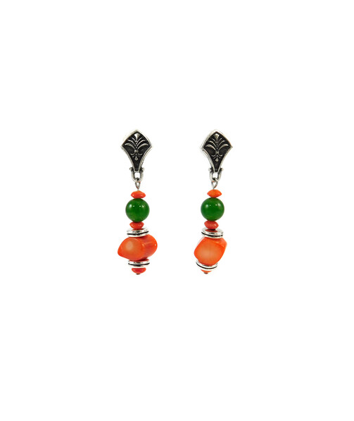 Exclusive earrings "Stefania" Coral, Quartz