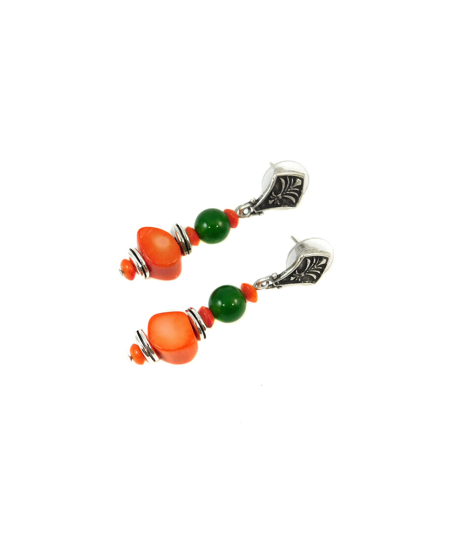 Exclusive earrings "Stefania" Coral, Quartz