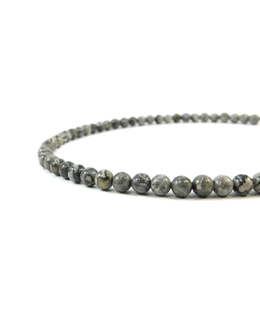 Gray jasper necklace, silver