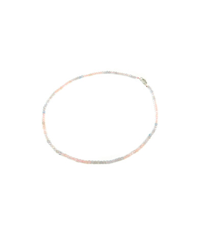 Morganite faceted necklace, silver