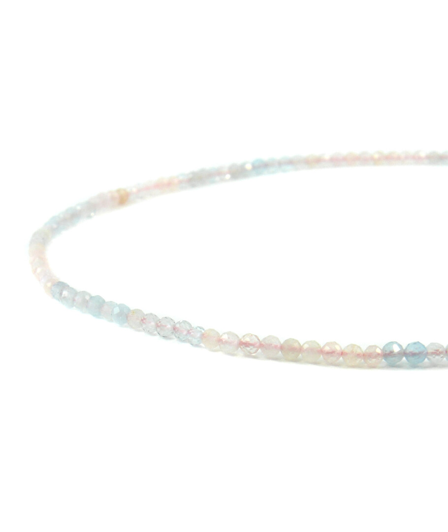 Morganite faceted necklace, silver