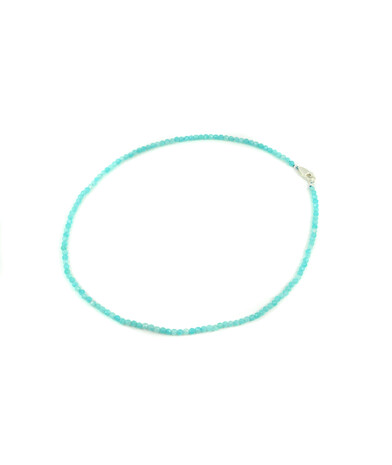 Amazonite faceted necklace, silver