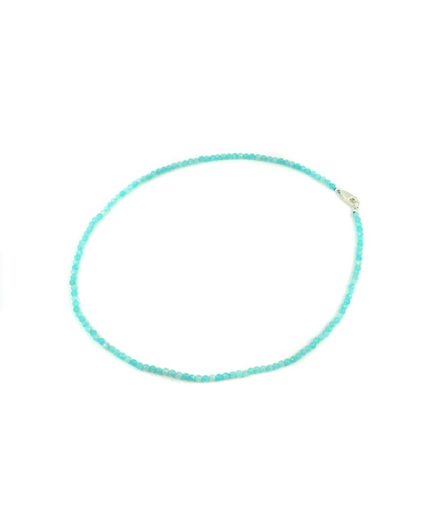 Amazonite faceted necklace, silver