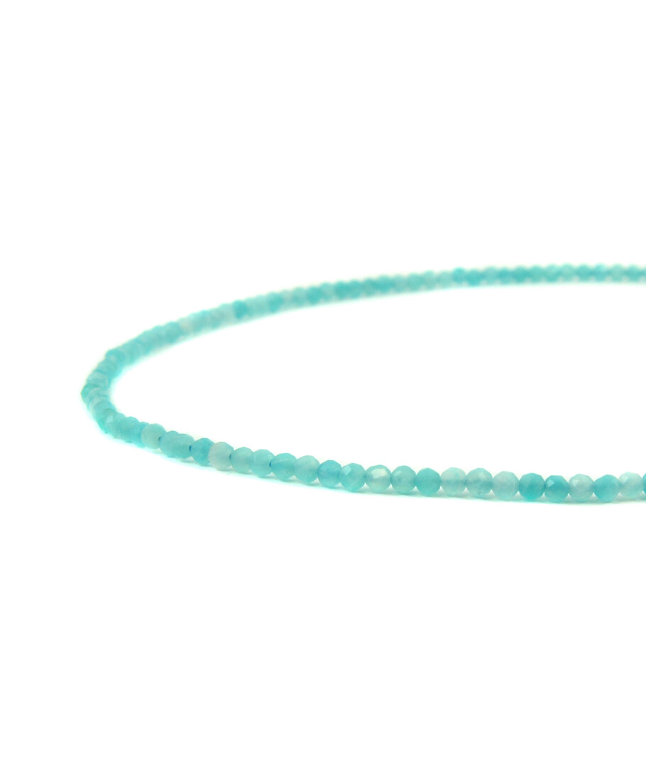 Amazonite faceted necklace, silver