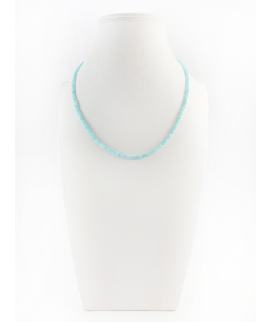 Amazonite faceted necklace, silver