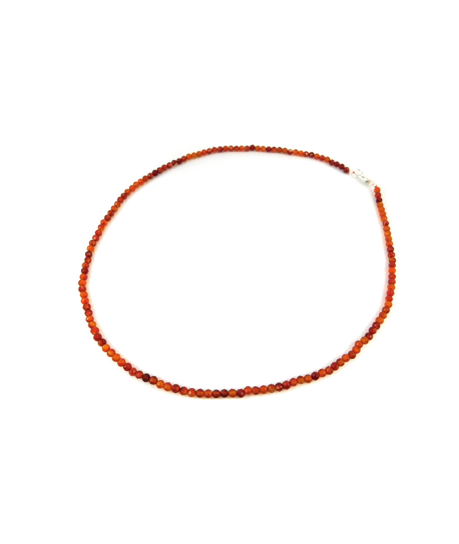 Carnelian facet necklace, silver