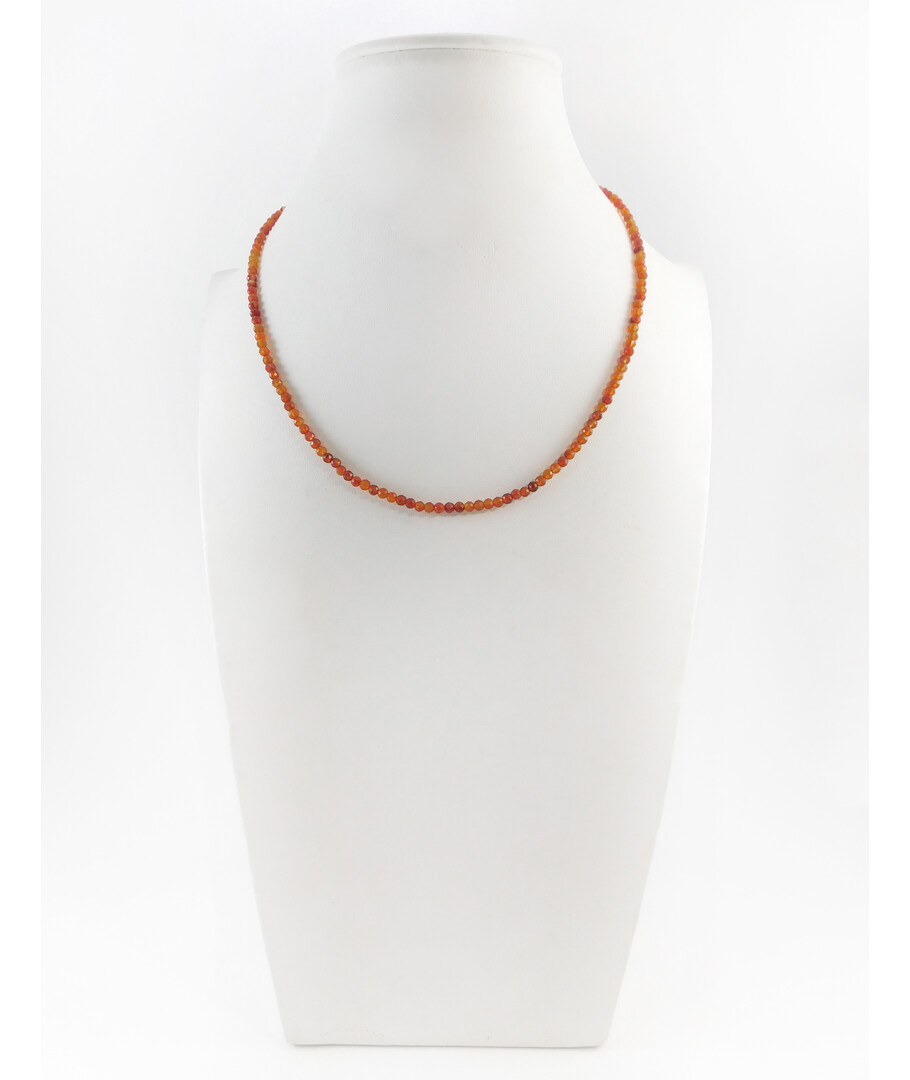 Carnelian facet necklace, silver