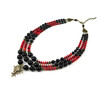 Exclusive necklace &quot;Agate Air&quot; Agate, Coral rondel 3-row