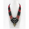 Exclusive necklace &quot;Agate Air&quot; Agate, Coral rondel 3-row