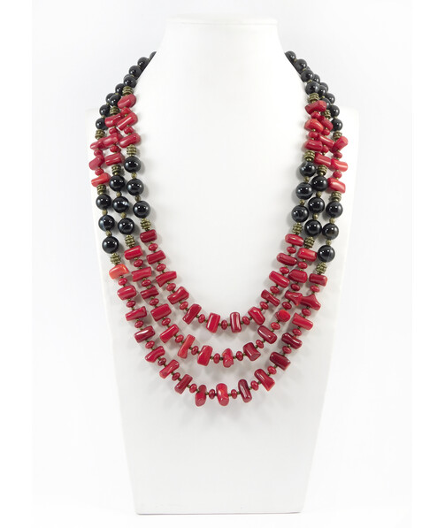 Exclusive necklace "Coral Island" 3-row