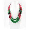 Exclusive necklace &quot;Three-row&quot; Chrysoprase, Agate, Coral