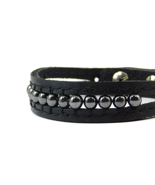 Exclusive Hematite leather bracelet