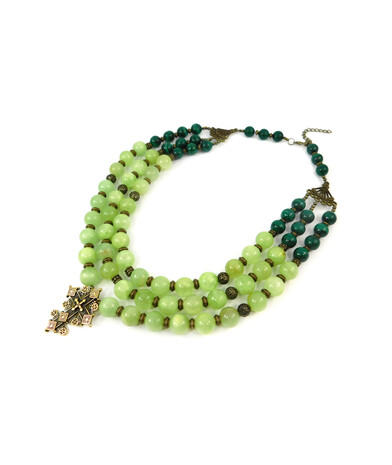 Exclusive necklace "Agniya" Malachite, Onyx, 3 rows