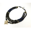 Exclusive necklace &quot;Blue iridescence&quot; Shungite, rontel, Tiger&#039;s eye blue, 3 rows