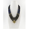 Exclusive necklace &quot;Blue iridescence&quot; Shungite, rontel, Tiger&#039;s eye blue, 3 rows