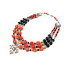 Exclusive necklace &quot;Krasnoslava&quot; Coral galtovka, Agate rondel, 3 rows