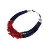 Exclusive necklace &quot;Zoreslava&quot; lapis lazuli, coral columns, 3 rows