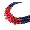 Exclusive necklace &quot;Zoreslava&quot; lapis lazuli, coral columns, 3 rows