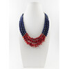 Exclusive necklace &quot;Zoreslava&quot; lapis lazuli, coral columns, 3 rows