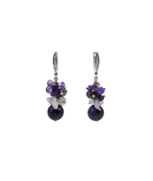 Exclusive earrings "Augustinia" Amethyst facet, crumb