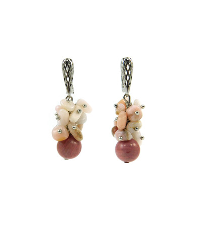 Exclusive earrings "Suzy" Rhodonite, Opal crumb