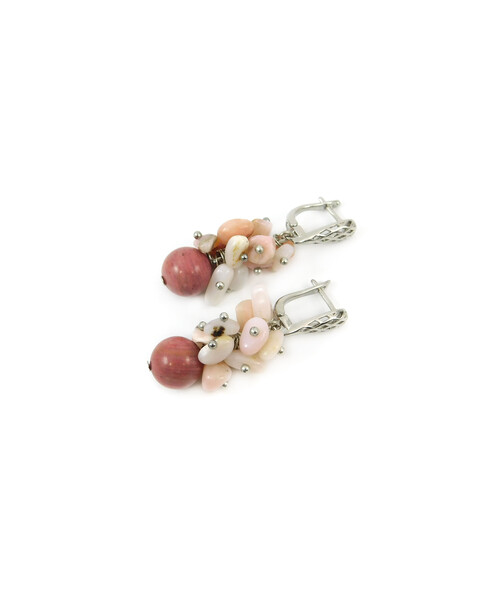 Exclusive earrings "Suzy" Rhodonite, Opal crumb