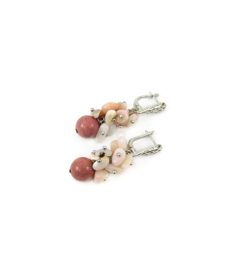 Exclusive earrings "Suzy" Rhodonite, Opal crumb