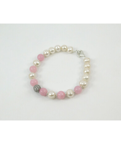 Exclusive bracelet "Lyubima" Kunzite, pearls, silver