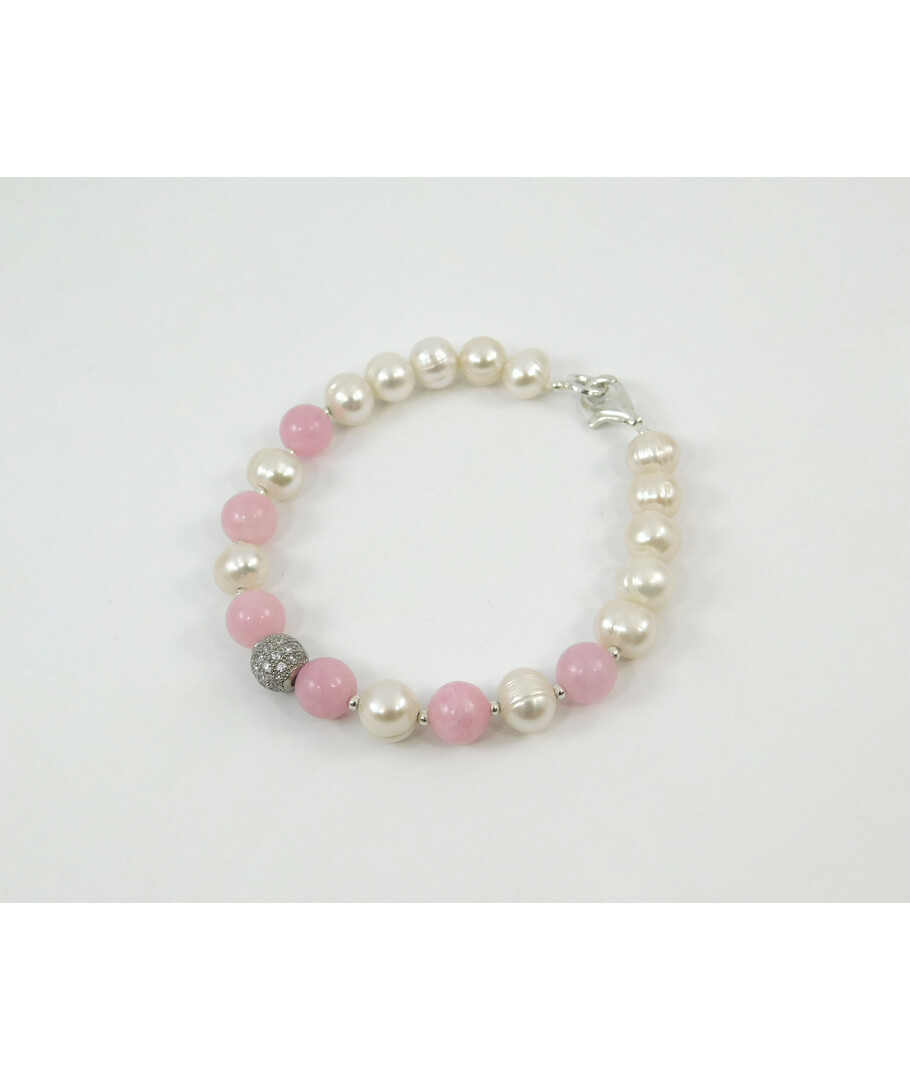 Exclusive bracelet "Lyubima" Kunzite, pearls, silver