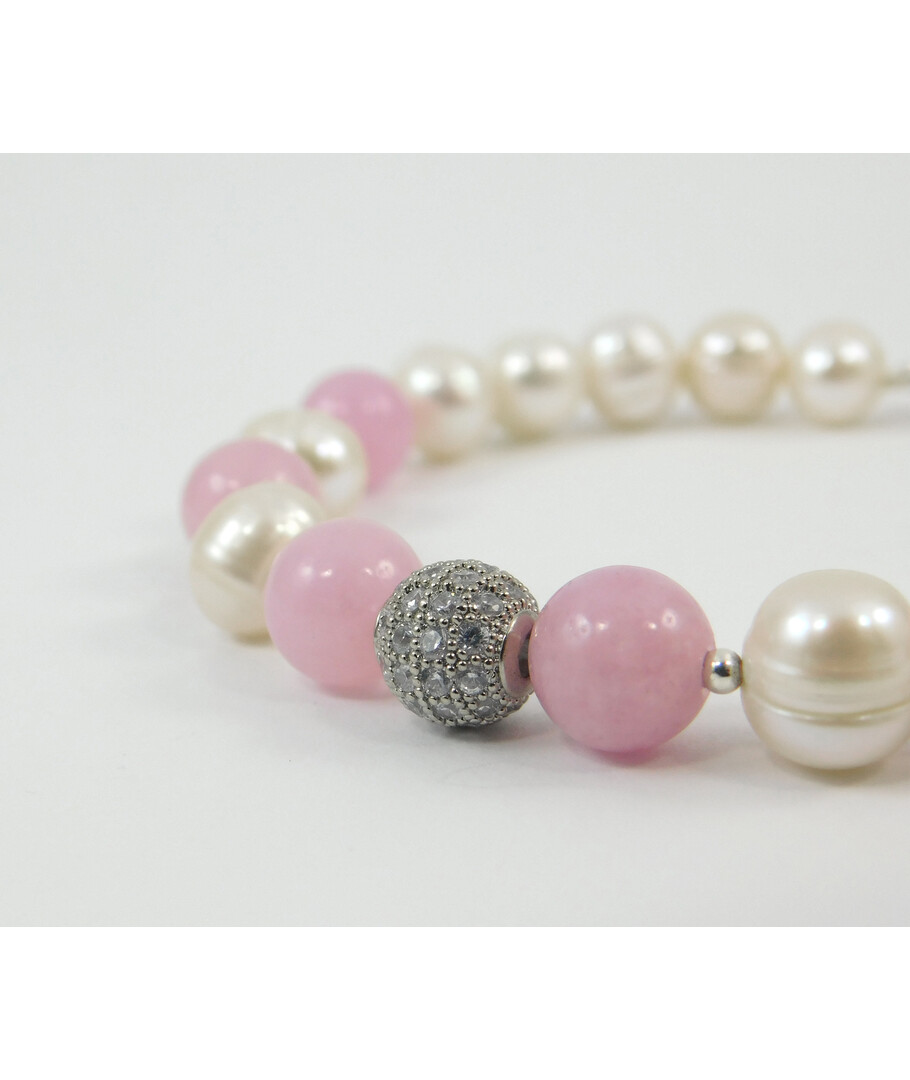 Exclusive bracelet "Lyubima" Kunzite, pearls, silver