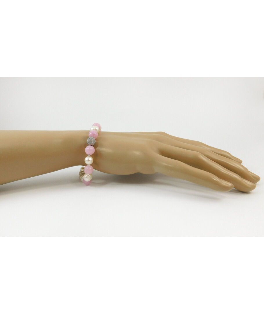 Exclusive bracelet "Lyubima" Kunzite, pearls, silver