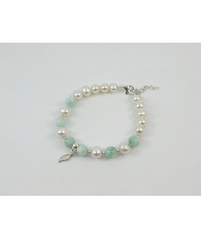 Exclusive bracelet "Lubystok" Angelite, Pearls, silver