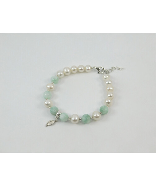 Exclusive bracelet "Lubystok" Angelite, Pearls, silver