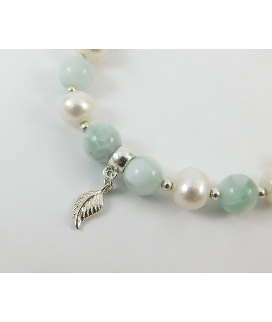 Exclusive bracelet "Lubystok" Angelite, Pearls, silver