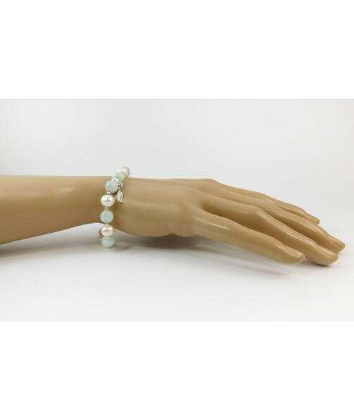 Exclusive bracelet "Lubystok" Angelite, Pearls, silver