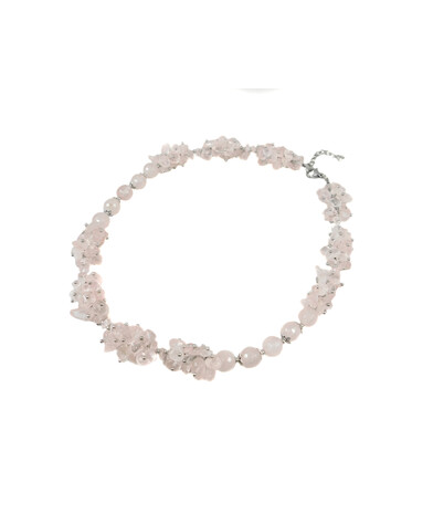 Exclusive necklace "Suzy" Rose quartz face, crumb