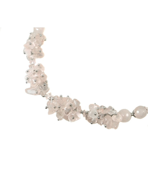 Exclusive necklace "Suzy" Rose quartz face, crumb