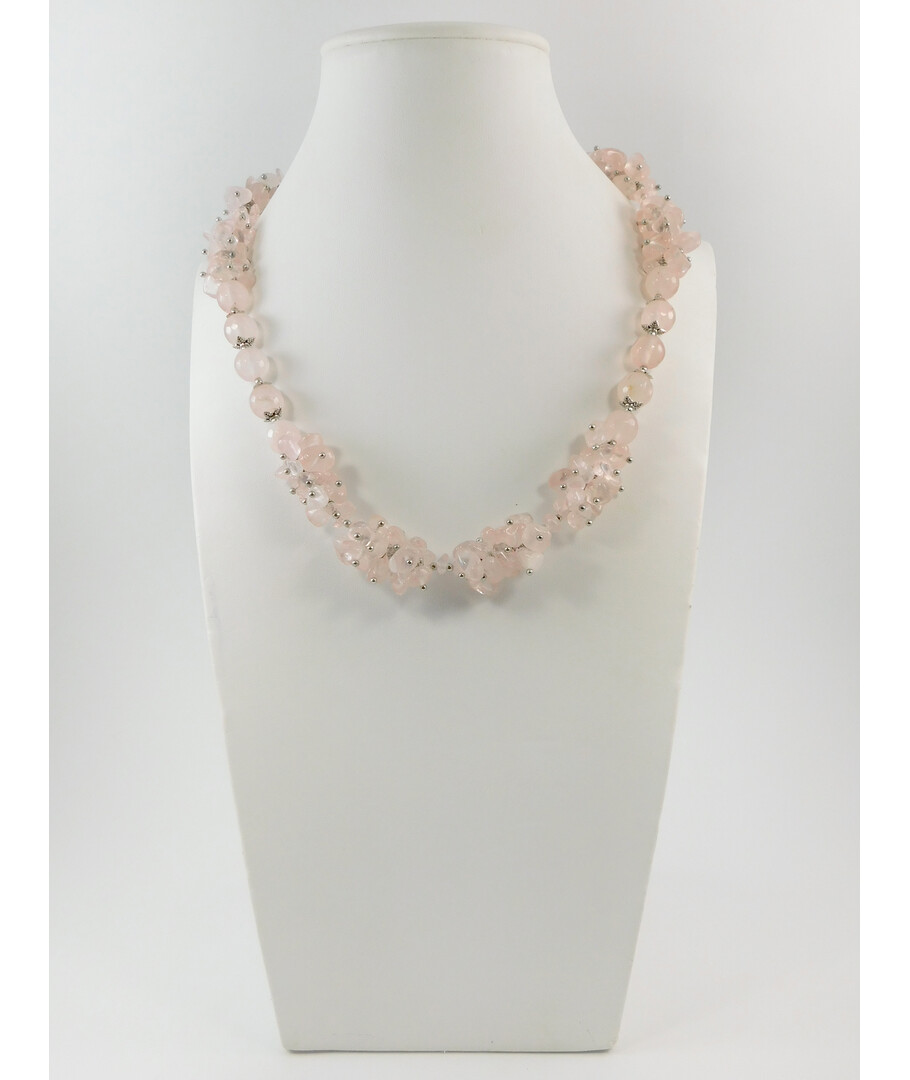 Exclusive necklace "Suzy" Rose quartz face, crumb