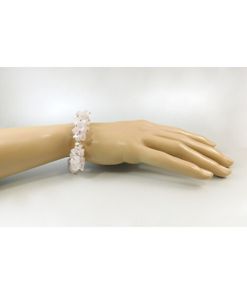 Exclusive bracelet "Suzy" Rose quartz face, crumb