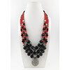 Exclusive necklace &quot;Aracea&quot; Coral rondel, Agate, 3 rows