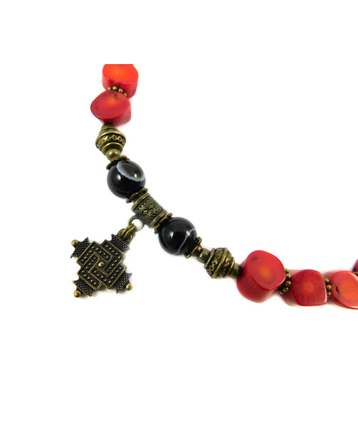 Exclusive necklace "Verlova" Coral, Agate