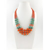 Exclusive necklace &quot;Taisa&quot; Coral, Amazonite, 3 rows