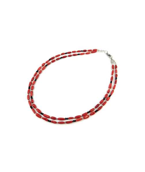 Exclusive necklace "Slavyana" Coral rice, 2 rows